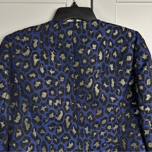 Anne Klein Women's Small Blazer Blue Gold Black Leopard Print Office Business - Picture 4 of 7